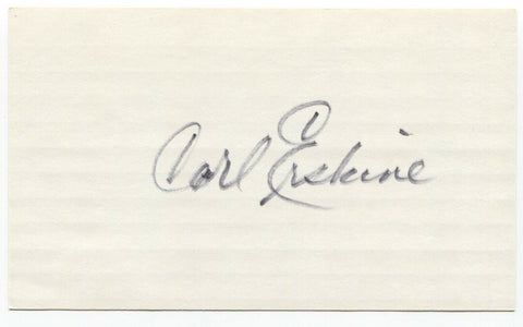 Carl Esrkine Signed 3x5 Index Card Baseball Autographed Signature