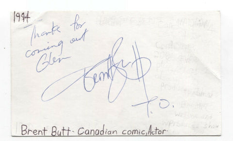 Brent Butt Signed Index 3x5 Card Autographed Signature Comedian Actor Writer