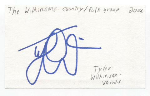 The Wilkinsons - Tyler Wilkinson Signed 3x5 Index Card Autographed Signature