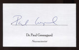 Paul Greengard Signed 3x5 Index Card Signature Autographed Neuroscientist 