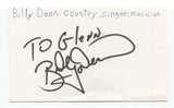 Billy Dean Signed 3x5 Index Card Autographed Signature Country Singer