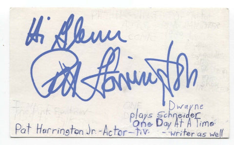 Pat Harrington Jr Signed 3x5 Index Card Autographed Signature One Day At A Time