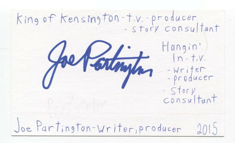 Joe Partington Signed 3x5 Index Card Autographed Signature King of Kensington
