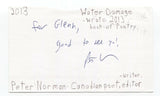 Peter Norman Signed 3x5 Index Card Autographed Signature Author Writer Poet