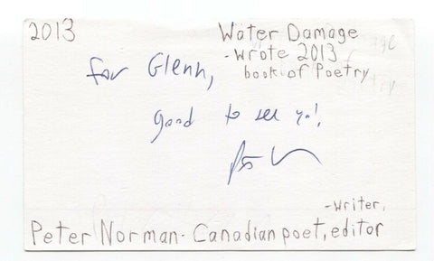 Peter Norman Signed 3x5 Index Card Autographed Signature Author Writer Poet