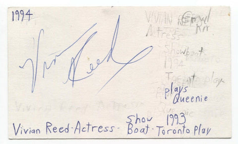 Vivian Reed Signed 3x5 Index Card Autographed Signature Theatre Actress