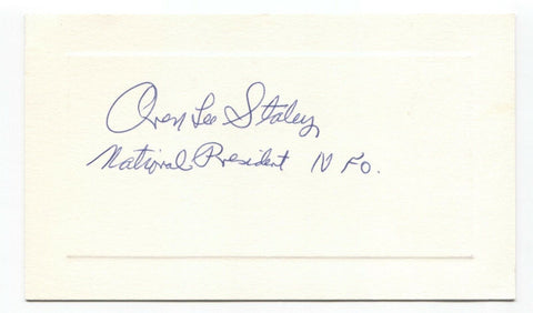 Oren Lee Staley Signed Card Autographed Signature President National Farmers