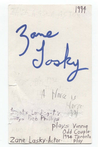 Zane Lasky Signed 3x5 Index Card Autographed Signature Actor