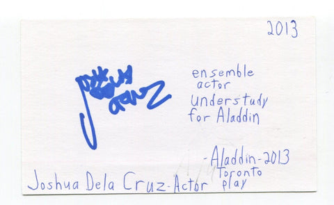 Joshua Dela Cruz Signed 3x5 Index Card Autographed Actor Host Blue's Clues