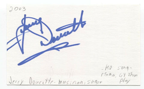 Jerry Doucette Signed 3x5 Index Card Autographed Signature Singer Songwriter