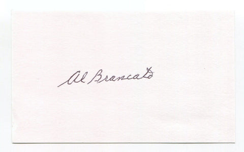 Albert "Al" Brancato Signed 3x5 Index Card Autographed Philadelphia Athletics