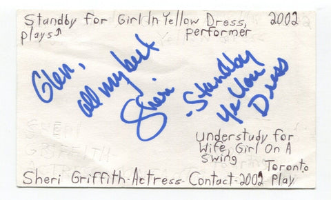 Sheri Griffith Signed 3x5 Index Card Autograph Actress A Christmas Carol Contact