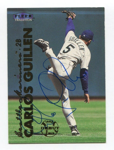 1998 Fleer Tradition Carlos Guillen Signed Card MLB Baseball Autographed #137