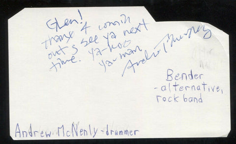 Andrew McNenly - Bender Signed Cut 3x5 Index Card Autographed Band