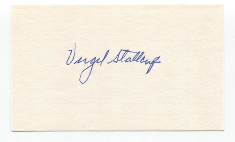 Virgil Stallcup Signed 3x5 Index Card Baseball Autographed Signature Reds