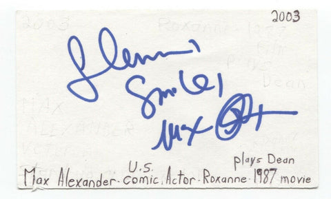 Max Alexander Signed 3x5 Index Card Autographed Signature Actor Comedian