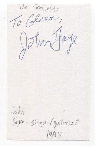 The Caulfields - John Faye Signed 3x5 Index Card Autographed Signature