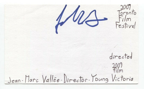 Jean-Marc Vallee Signed 3x5 Index Card Autographed Filmmaker Wild CRAZY