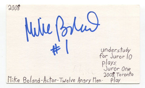 Mike Boland Signed 3x5 Index Card Autographed Actor The Blacklist