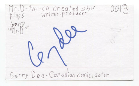 Gerry Dee Signed 3x5 Index Card Autograph Signature Actor Comedian