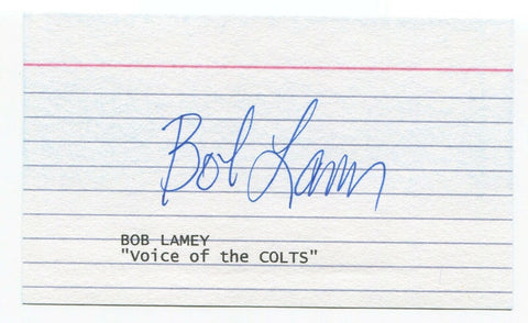 Bob Lamey Signed 3x5 Index Card Autographed Signature Football Colts Announcer