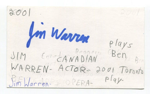 Jim Warren Signed 3x5 Index Card Autographed Actor Snatch The Gentleman