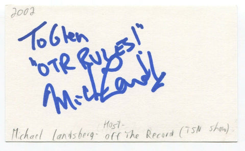 Michael Landsberg Signed 3x5 Index Card Autographed Canadian Sports Journalist