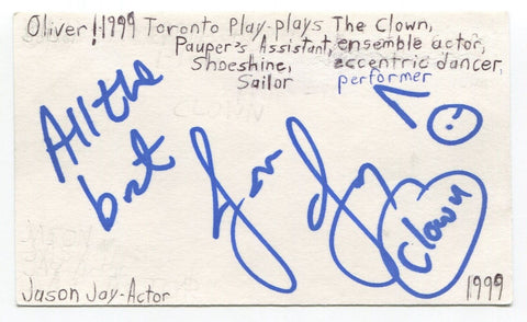 Jason Jay Signed 3x5 Index Card Autographed Actor Oliver! Play