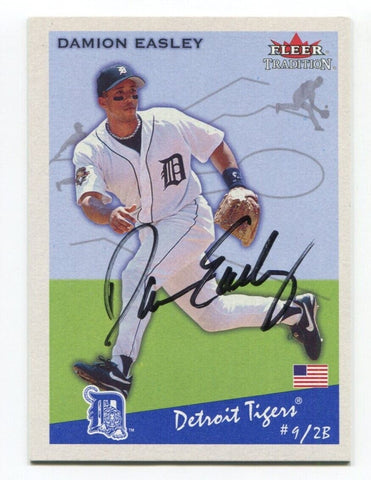 2002 Fleer Tradition Damion Easley Signed Card Baseball Autograph AUTO #365