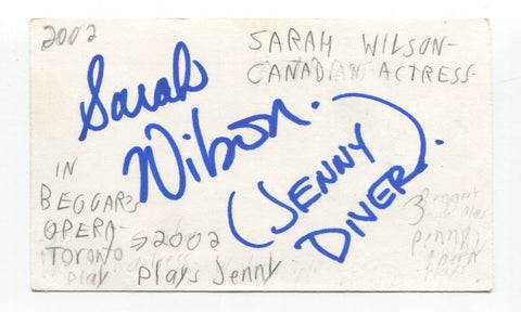 Sarah Wilson Signed 3x5 Index Card Autographed Actress Law And Order