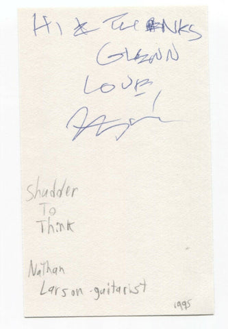 Shutter To Think - Nathan Larson Signed 3x5 Index Card Autographed Signature