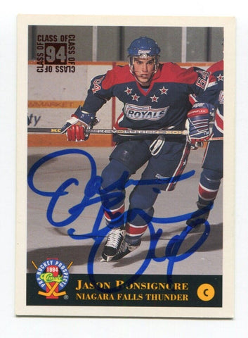 1994 Classic Pro Jason Bonsignore Signed Card Hockey Autograph AUTO #201