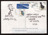 Martyn Turner Signed Sketch Post Card Autographed Signature Cartoonist 