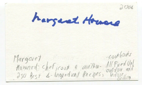 Margaret Howard Signed 3x5 Index Card Autographed Cooking Author