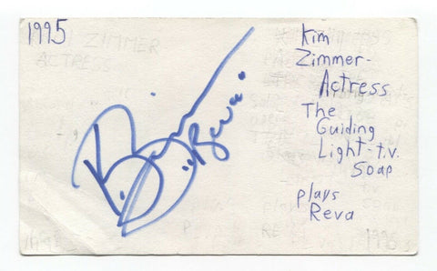 Kim Zimmer Signed 3x5 Index Card Autographed Signature Actress