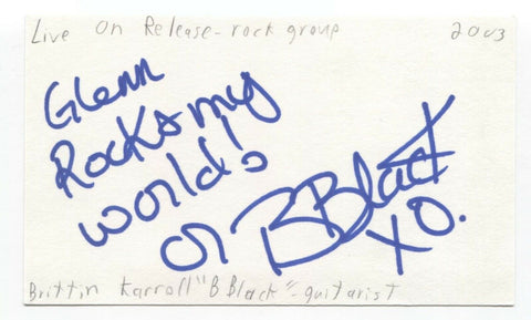 LiveonRelease - Britt Black Signed 3x5 Index Card Autographed Signature 