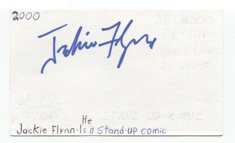 Jackie Flynn Signed 3x5 Index Card Autographed Signature Comedian Comic Actor