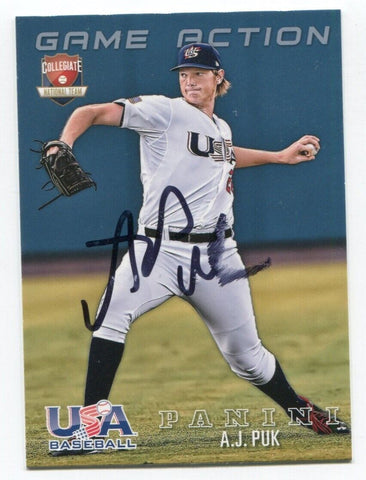 2015 Panini USA Baseball A.J. Puk Signed Card Baseball Autographed #70