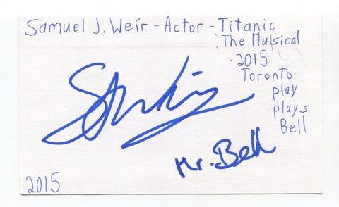 Samuel J. Weir Signed 3x5 Index Card Autographed Actor Les Miserables