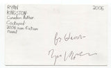 Ryan Kingston Signed 3x5 Index Card Autographed Signature Author Writer