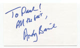Andy Barrie Signed 3x5 Index Card Autographed Signature Radio Personality