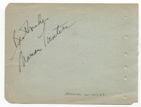 Marian Winters and Jim Moran Signed Album Page Vintage Autographed Signature