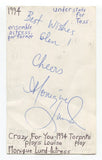 Monique Lund Signed 3x5 Index Card Autographed Actress Crazy For You 1994