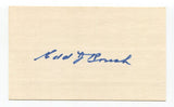 Edd Roush Signed 3x5 Index Card Autographed Baseball Hall Of Fame HOF