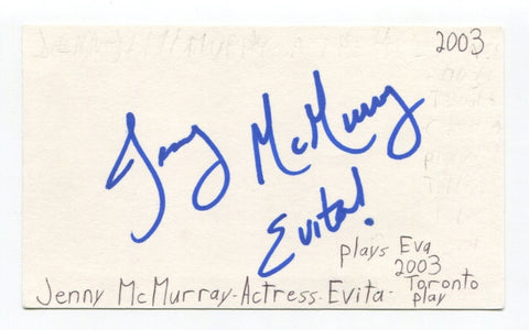 Jennifer McMurray Signed 3x5 Index Card Autographed Actress