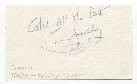 Cameron Molloy Signed 3x5 Index Card Autographed Signature Folk Singer