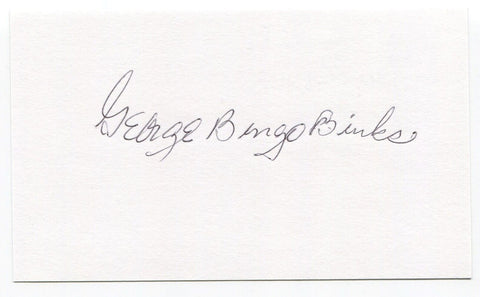 George "Bingo" Binks Signed 3x5 Index Card Autographed Washington Senators MLB