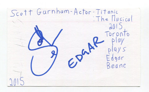 Scott Garnham Signed 3x5 Index Card Autographed Actor Les Miserables