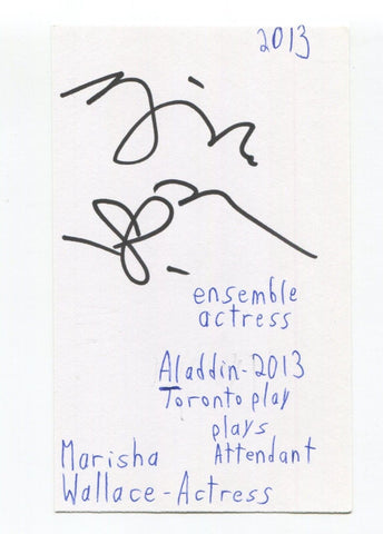 Marisha Wallace Signed 3x5 Index Card Autographed Actress Feels Good Aladdin