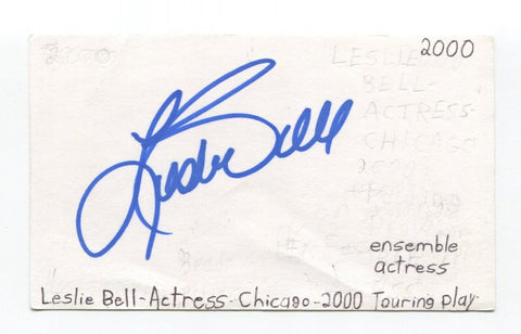 Leslie Bell Signed 3x5 Index Card Autographed Actress Singer Chicago